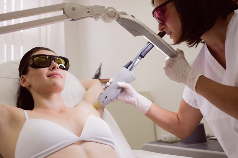 doctor performing laser hair removal patient skin 107420 65220